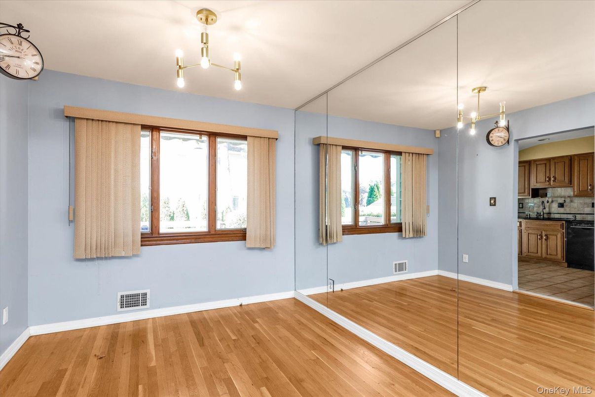 Empty room, Interior, Kitchen, Pendant Lights, Wood Texture Flooring