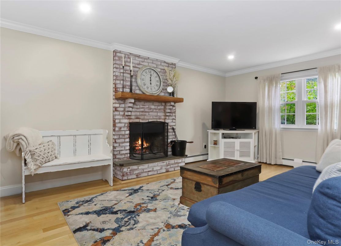 Fireplace, Interior, Recessed Lighting, Wood Texture Flooring