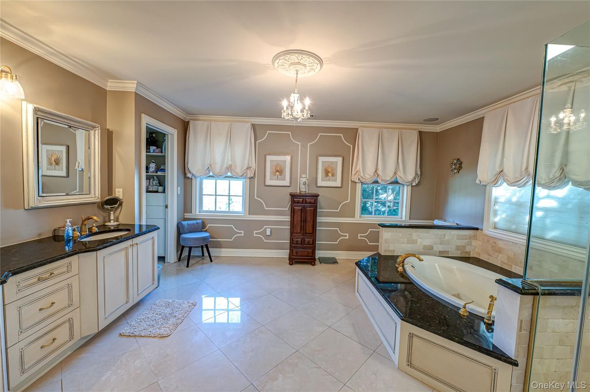 Bathroom, Chandelier, Interior