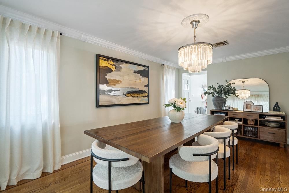 Chandelier, Dining room, Interior, Wood Texture Flooring