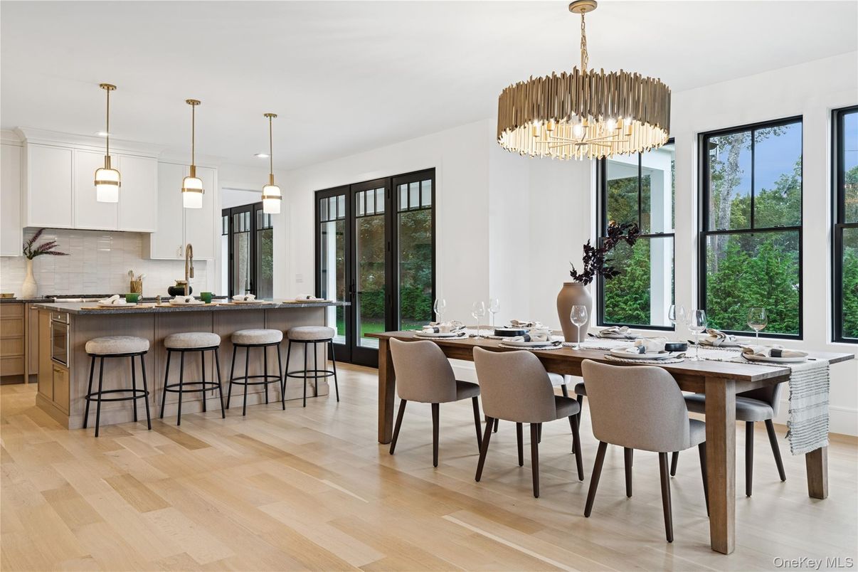 Chandelier, Dining room, Interior, Kitchen, Pendant Lights, Wood Texture Flooring