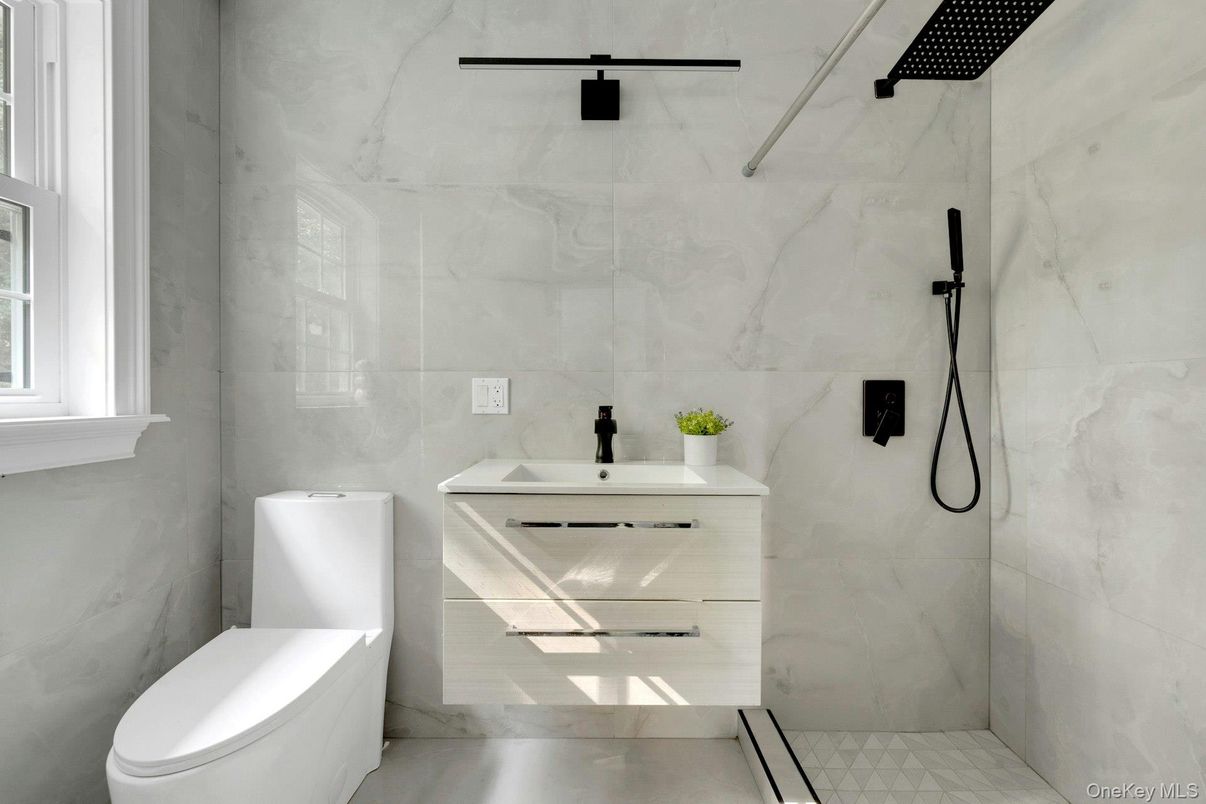 Bathroom, Glass Shower, Interior, Marble Walls