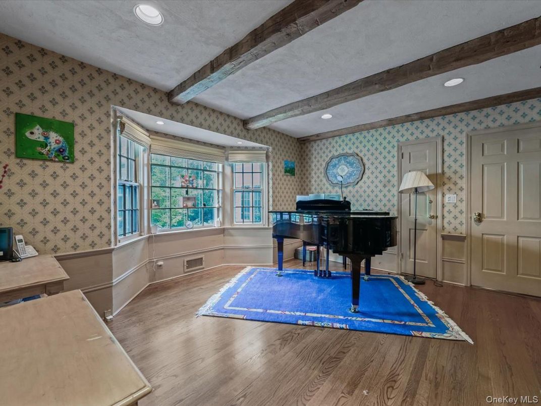 Interior, Piano, Recessed Lighting, Wooden Beams, Wood Texture Flooring