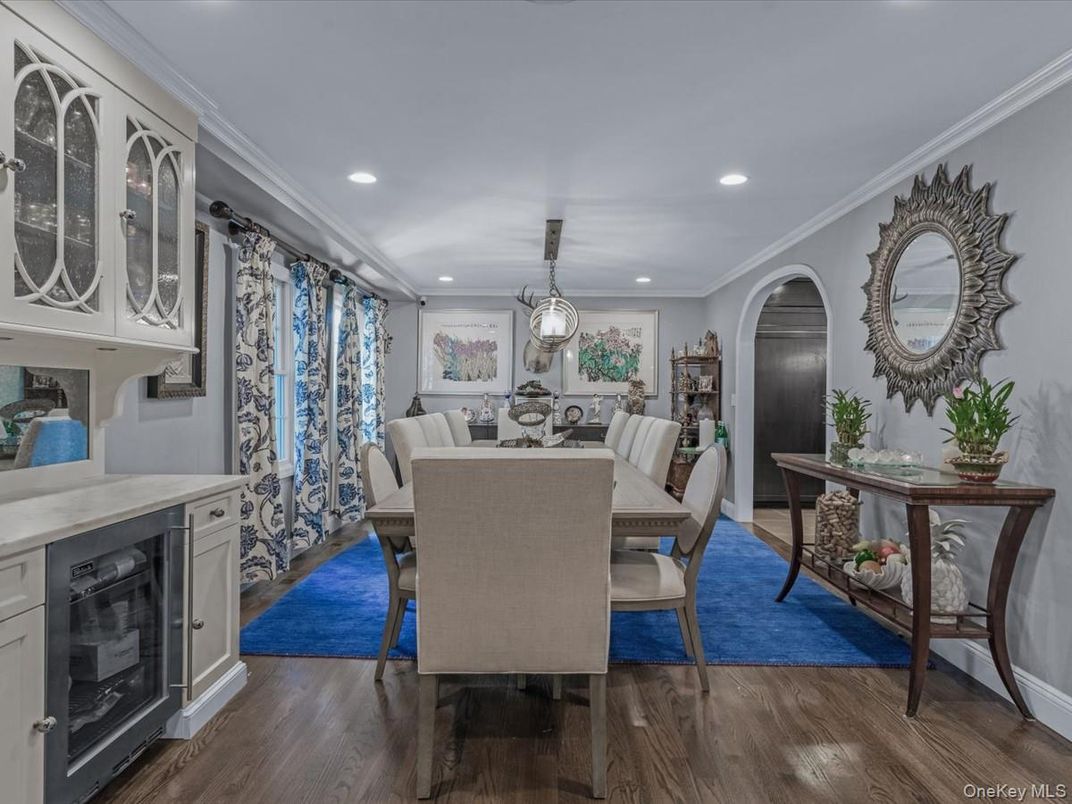 Dining room, Interior, Pendant Lights, Recessed Lighting, Wood Texture Flooring