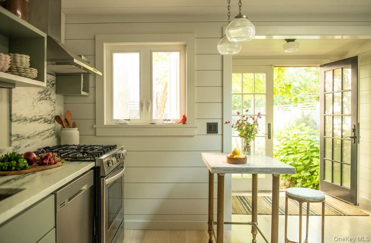 Interior, Kitchen, Pendant Lights, Stainless Steel Appliances, Wood Texture Flooring