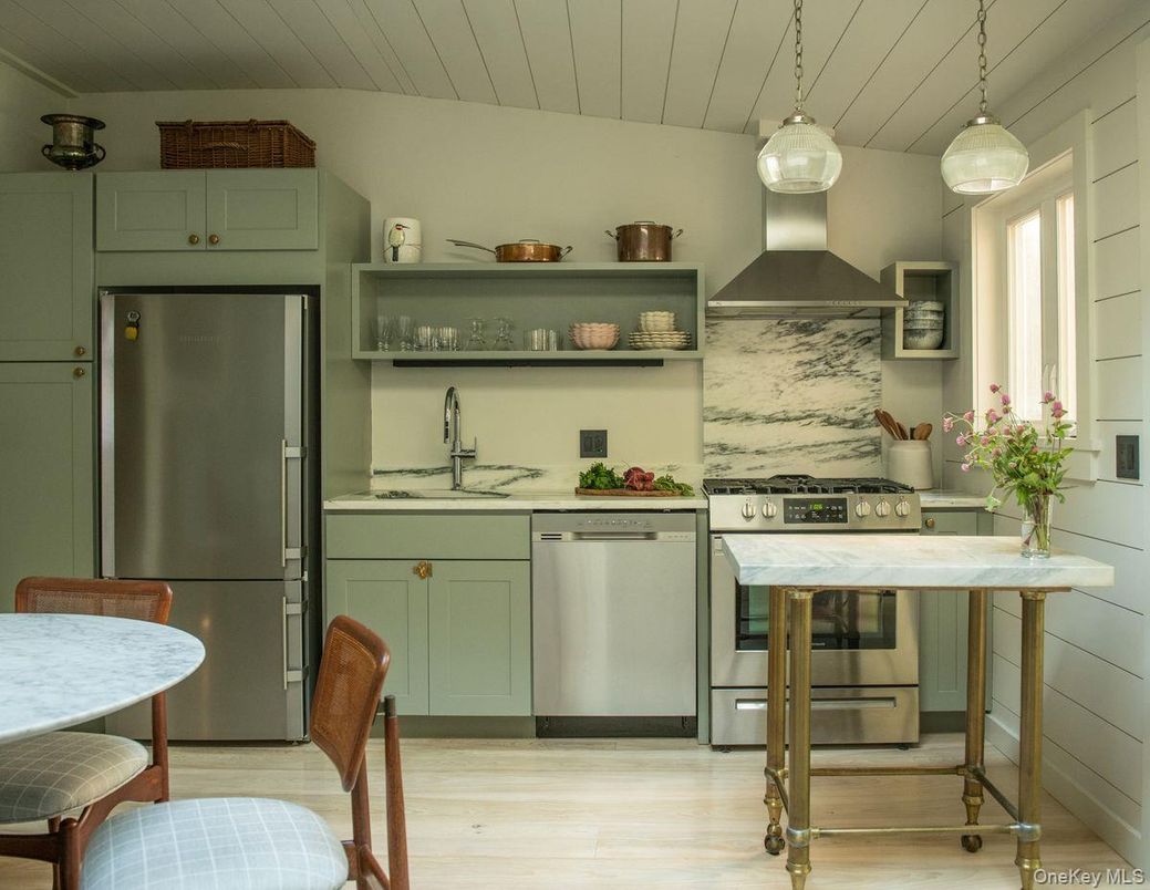 Interior, Kitchen, Pendant Lights, Stainless Steel Appliances, Wood Texture Flooring