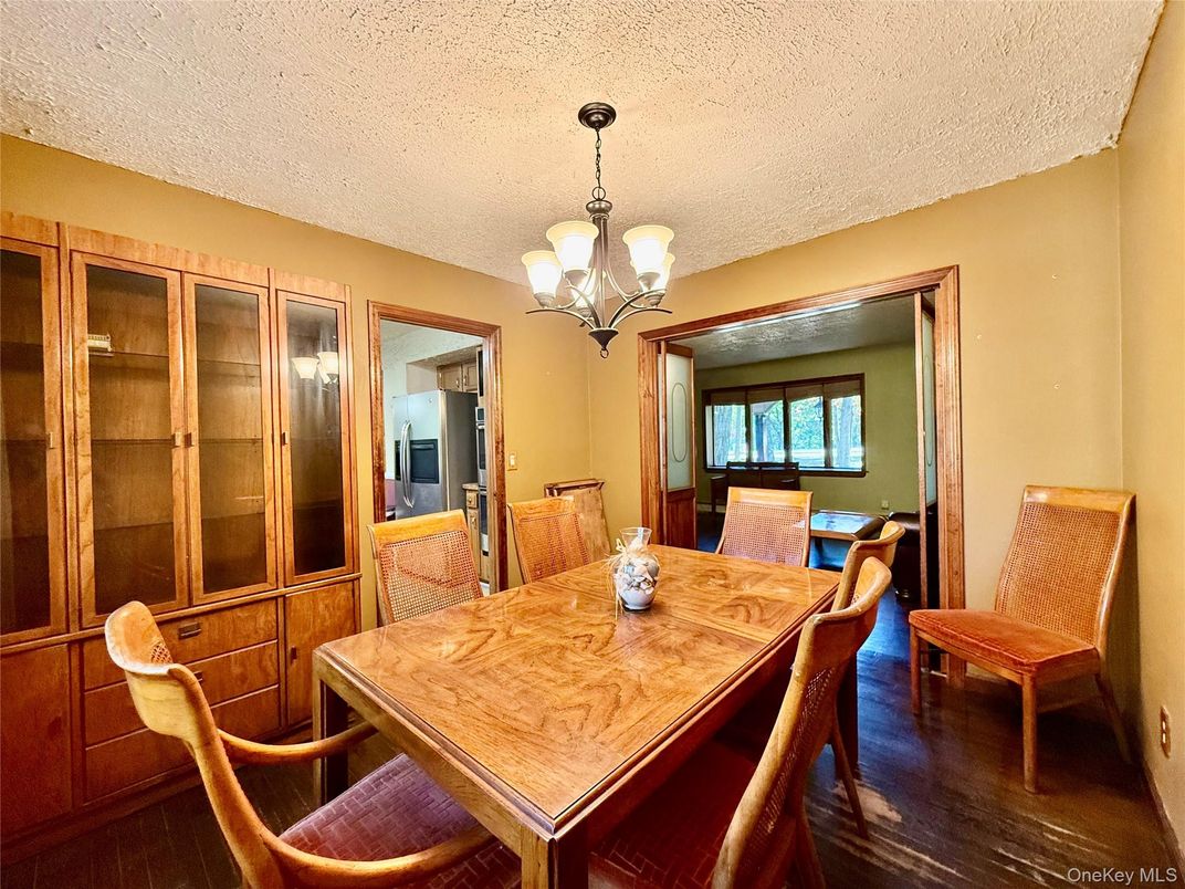 Chandelier, Dining room, Interior, Wood Texture Flooring