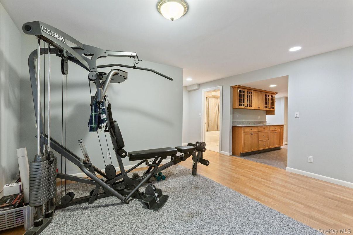 Fitness Equipment, Interior, Recessed Lighting, Wood Texture Flooring