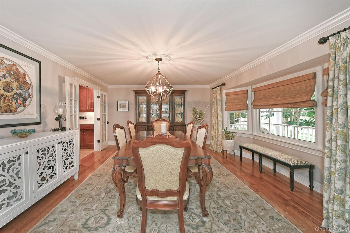 Chandelier, Dining room, Interior, Wood Texture Flooring
