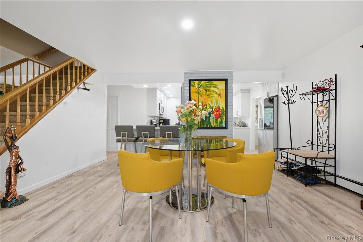 Dining room, Interior, Recessed Lighting, Wood Texture Flooring