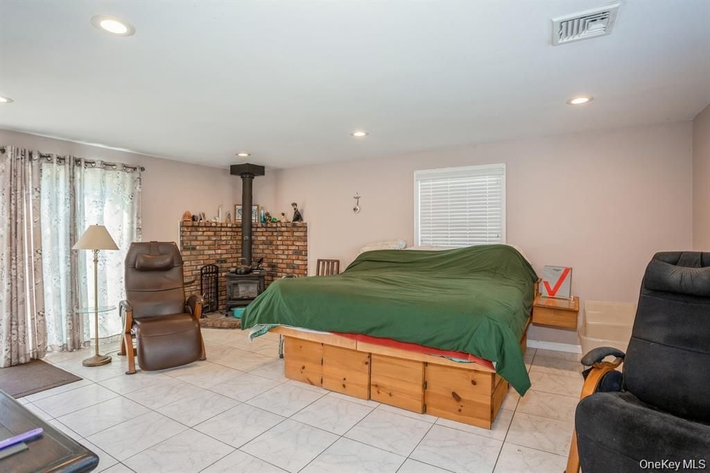 Fireplace, Interior, Recessed Lighting, Stone Walls