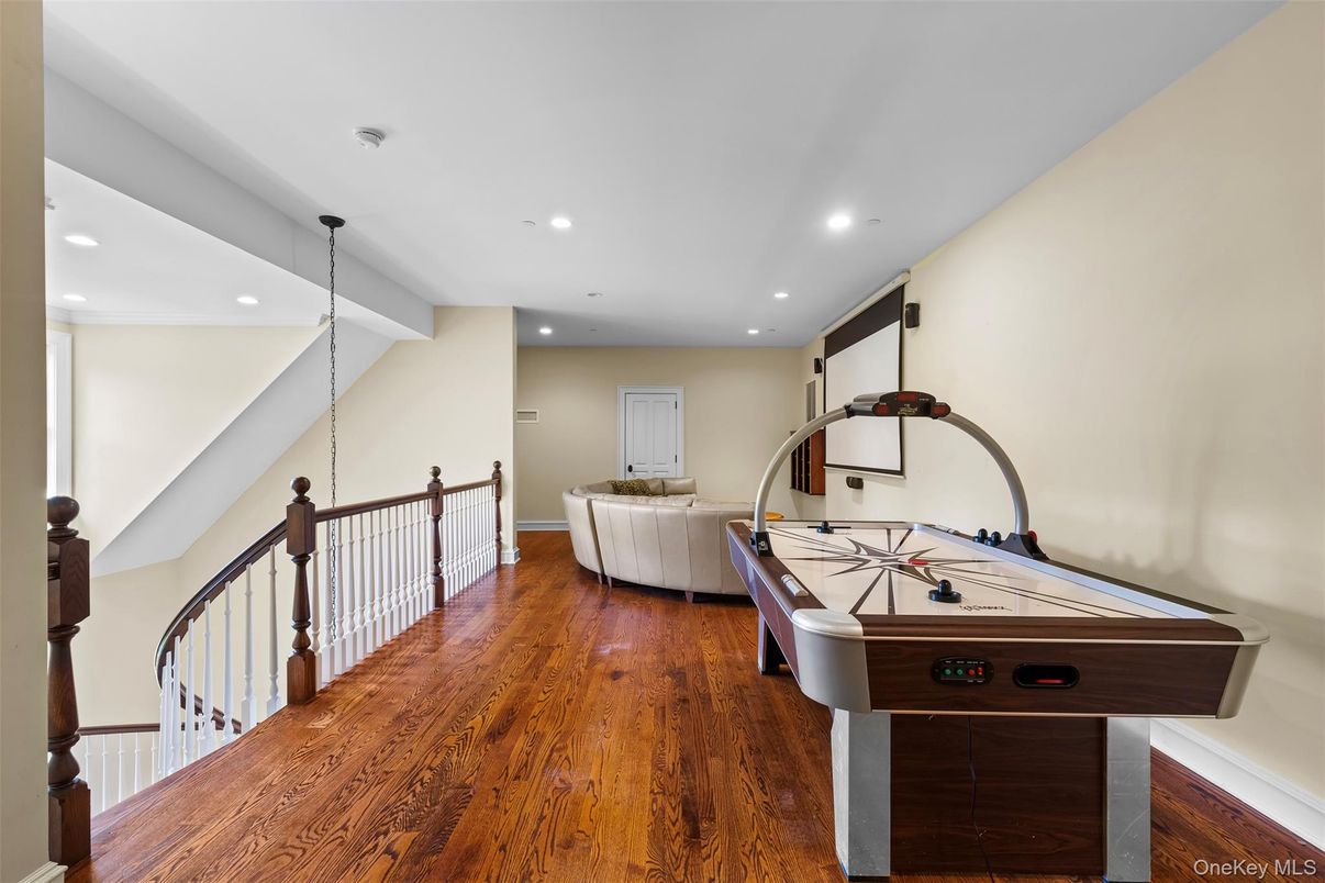 Game Room, Interior, Recessed Lighting, Wood Texture Flooring