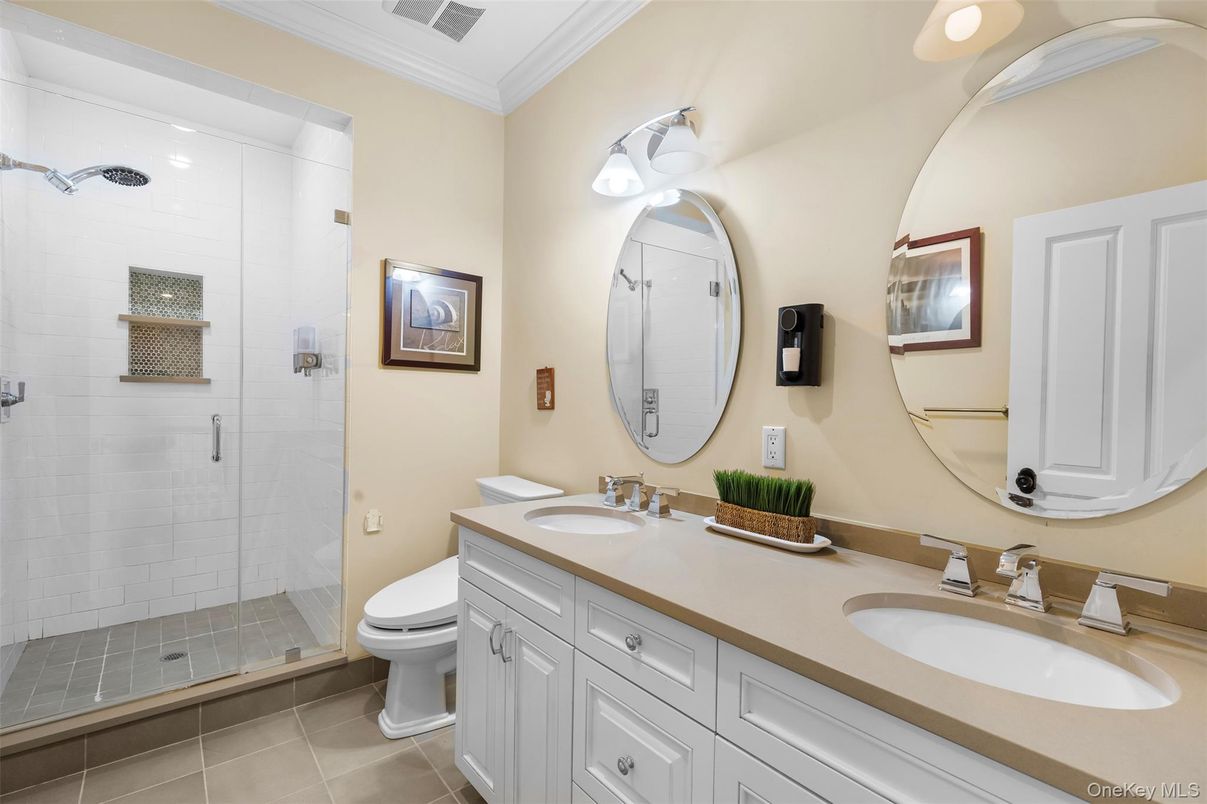 Bathroom, Dual Sink Vanities, Glass Shower, Interior