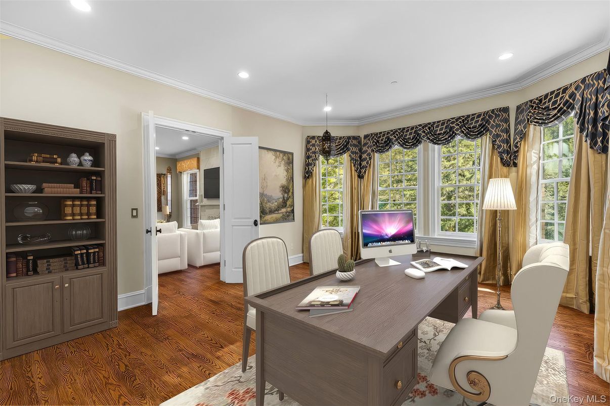 Home Office, Interior, Recessed Lighting, Wood Texture Flooring