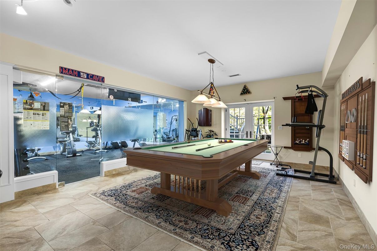Billiard Table, Fitness Equipment, Game Room, Interior, Pendant Lights