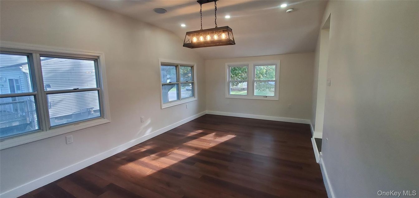 Empty room, Interior, Pendant Lights, Recessed Lighting, Wood Texture Flooring