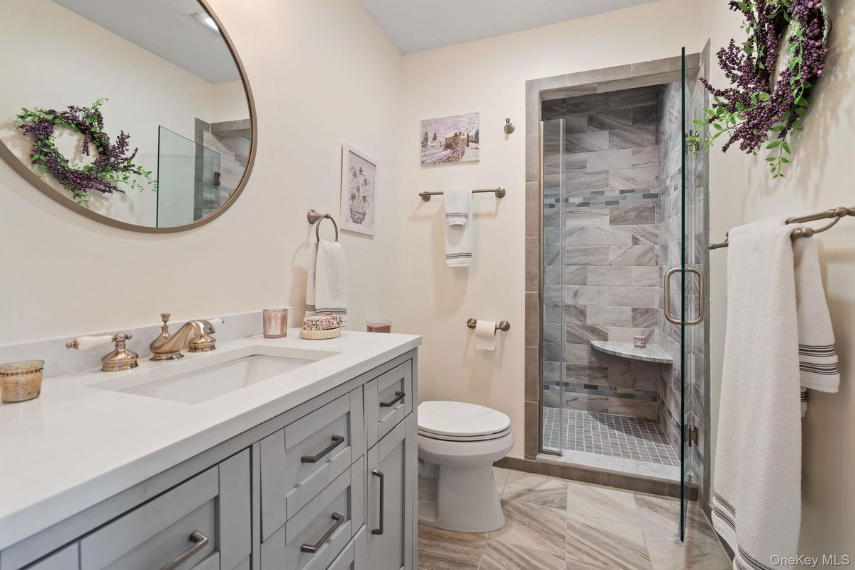 Bathroom, Glass Shower, Interior, Marble