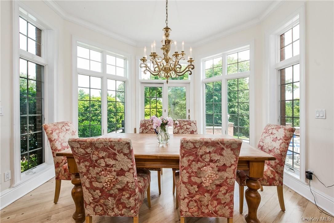 Chandelier, Dining room, Interior, Wood Texture Flooring