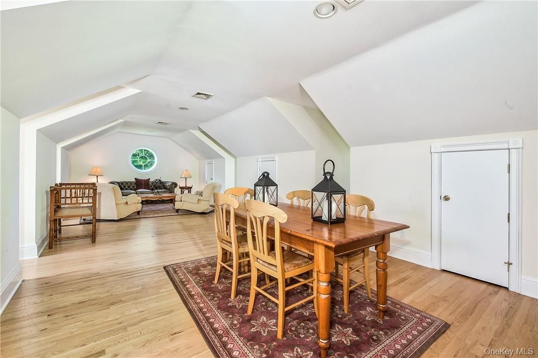 Dining room, Interior, Living room, Recessed Lighting, Wood Texture Flooring
