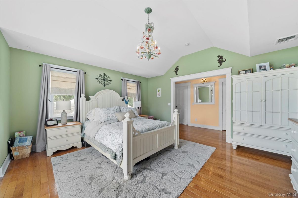 Bedroom, Chandelier, Interior, Wood Texture Flooring