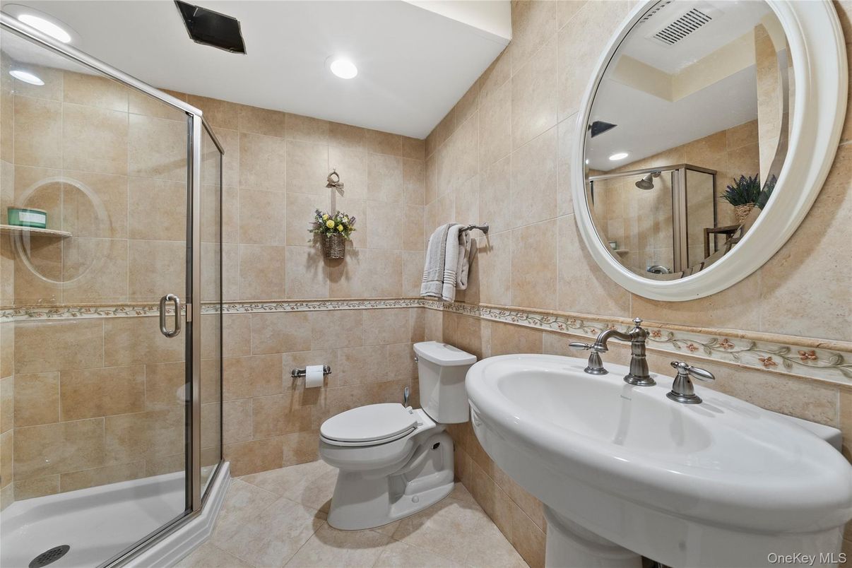 Bathroom, Glass Shower, Interior, Recessed Lighting