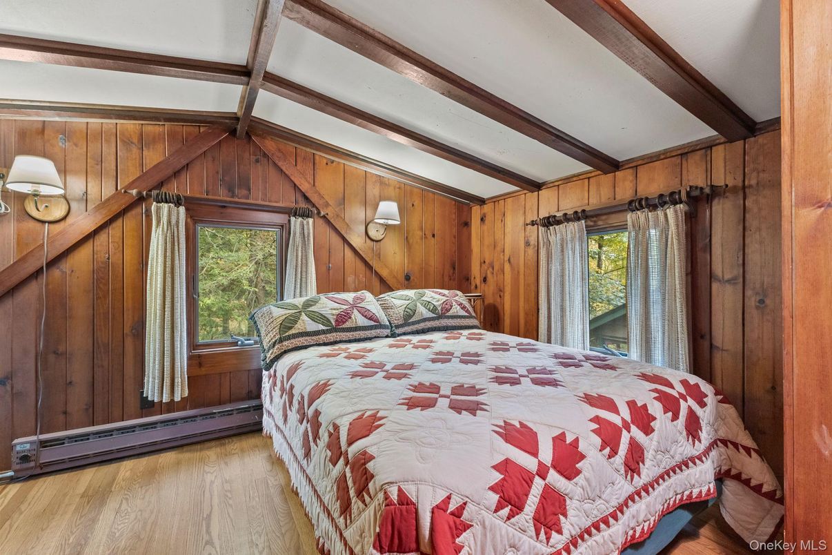 Bedroom, Interior, Wooden Beams, Wood Texture Flooring, Wooden Walls