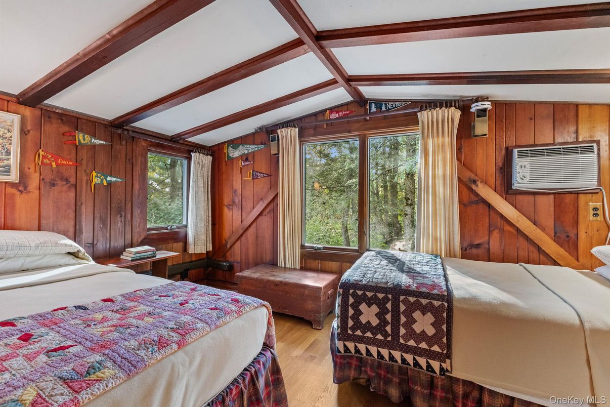 Bedroom, Interior, Wooden Beams, Wood Texture Flooring, Wooden Walls