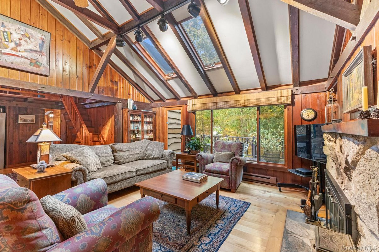 Fireplace, Interior, Living room, Wooden Beams, Wood Texture Flooring, Wooden Walls