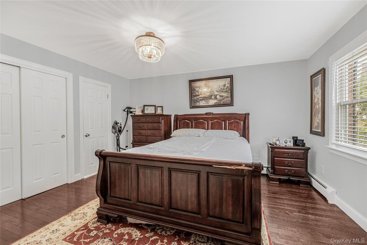 Bedroom, Chandelier, Interior, Wood Texture Flooring
