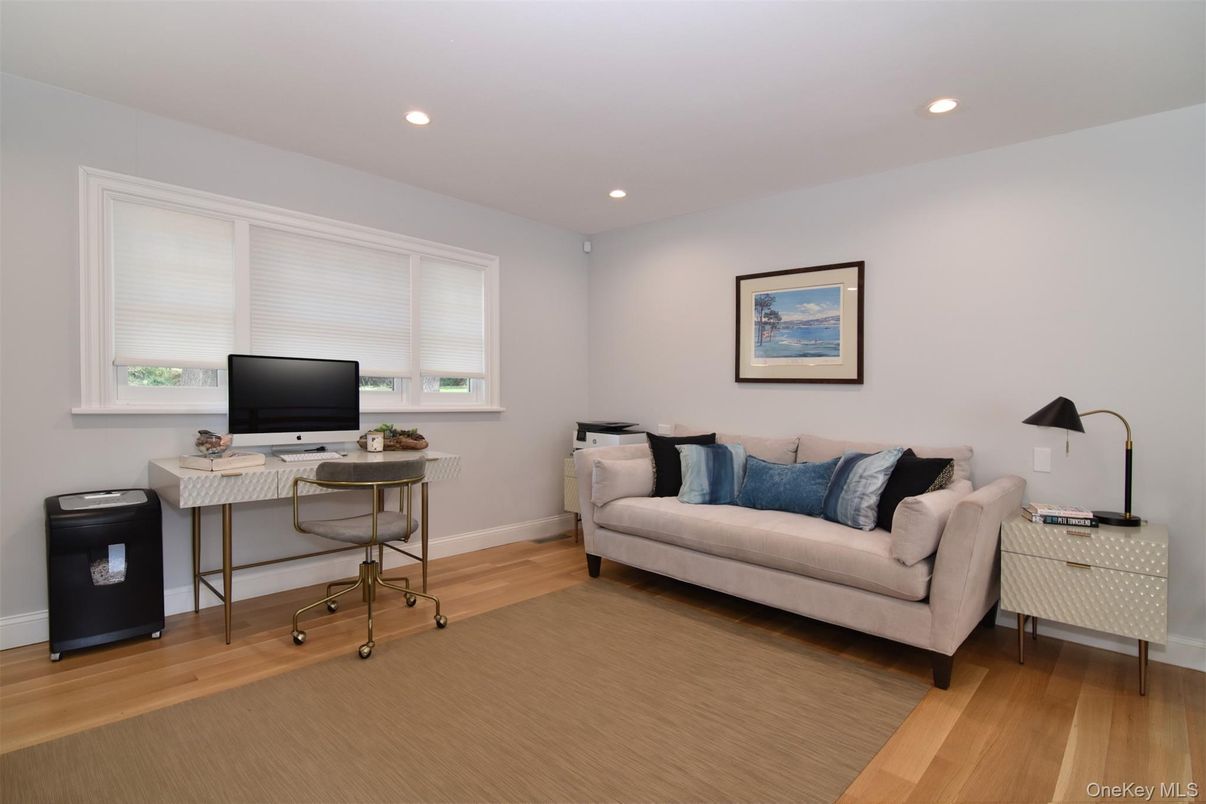 Home Office, Interior, Recessed Lighting, Wood Texture Flooring