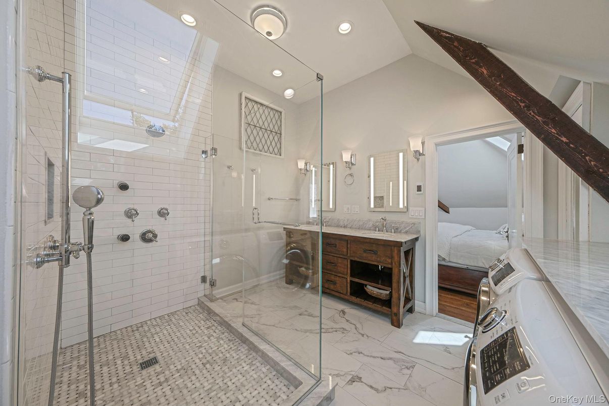 Bathroom, Bedroom, Glass Shower, Interior, Marble, Recessed Lighting