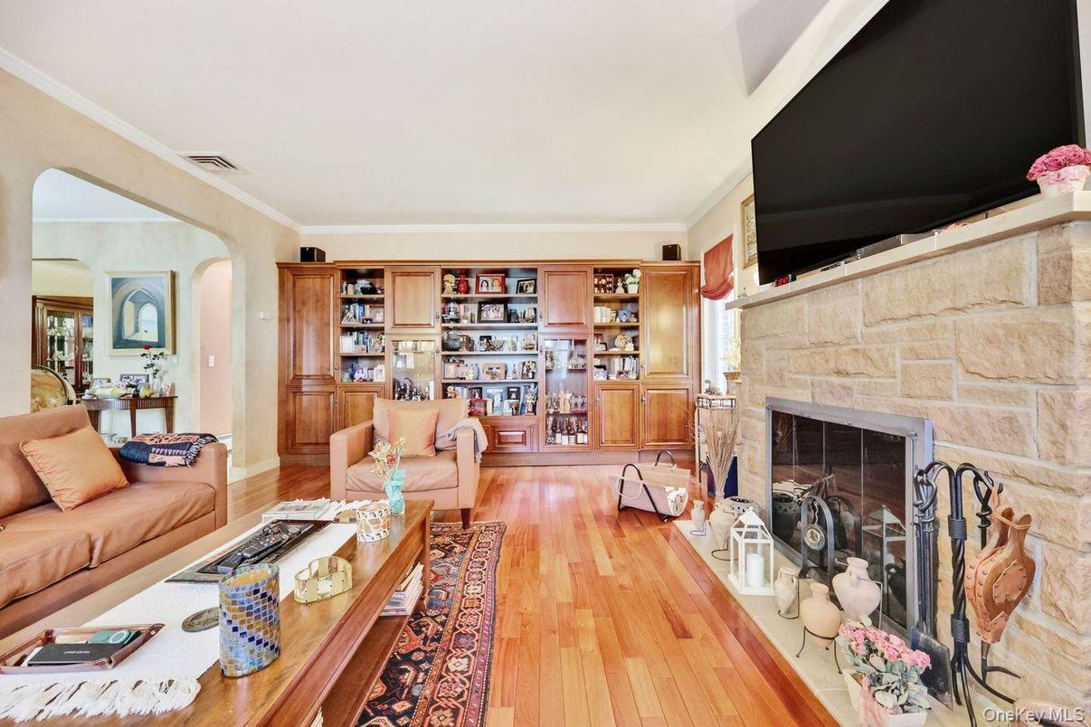 Fireplace, Interior, Living room, Stone Walls, Wood Texture Flooring