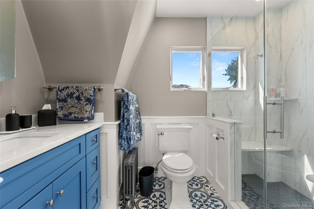 Bathroom, Glass Shower, Interior, Marble Walls