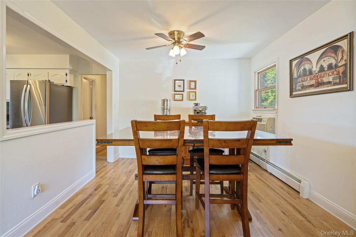 Dining room, Interior, Stainless Steel Appliances, Wood Texture Flooring