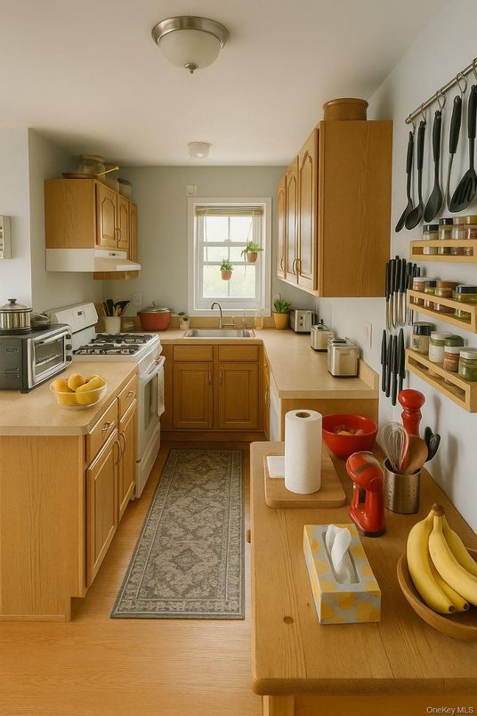 Interior, Kitchen, Wood Texture Flooring
