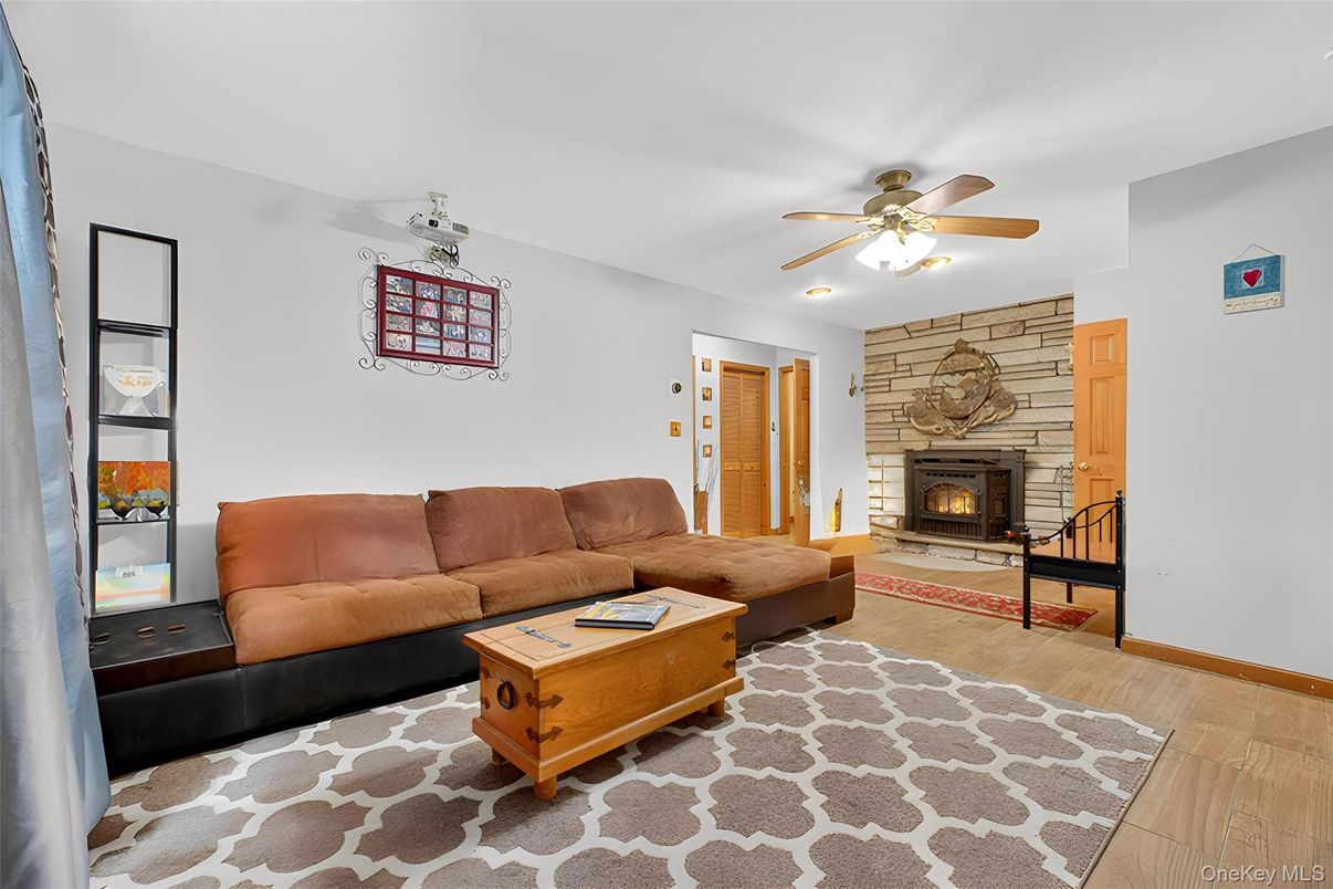Fireplace, Interior, Living room, Stone Walls, Wood Texture Flooring