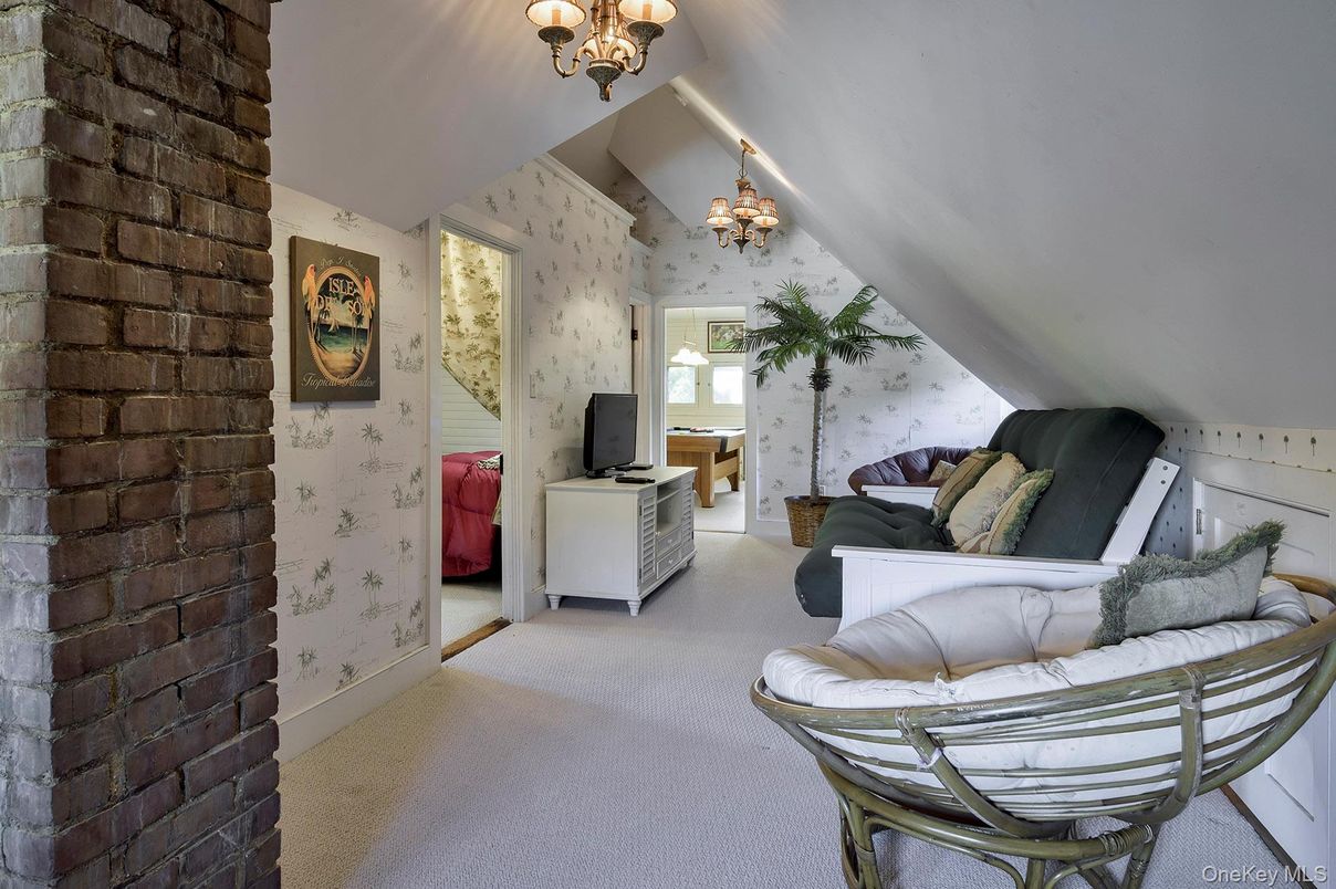 Chandelier, Interior, Living room, Stone Walls