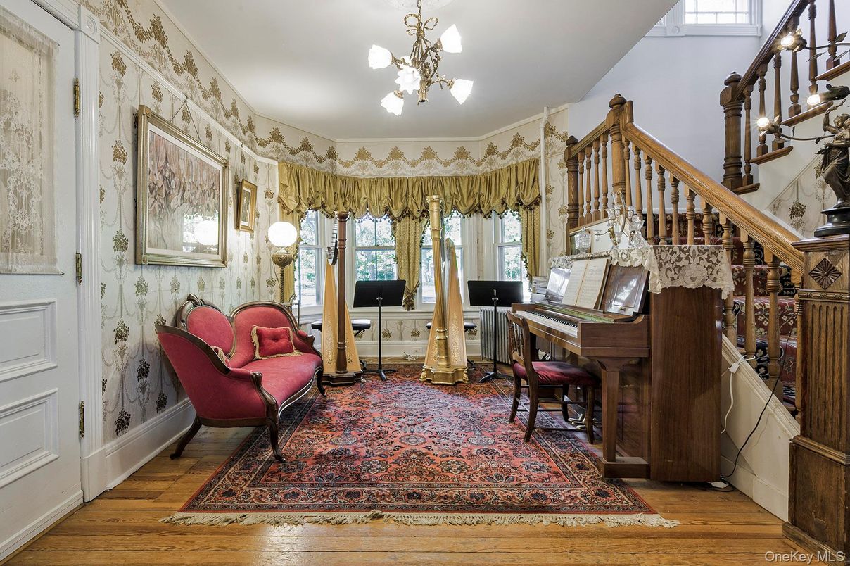 Interior, Pendant Lights, Piano, Wood Texture Flooring
