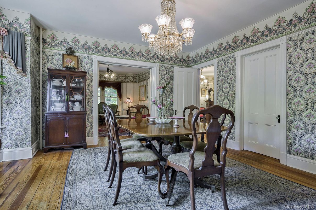 Chandelier, Dining room, Interior, Wood Texture Flooring