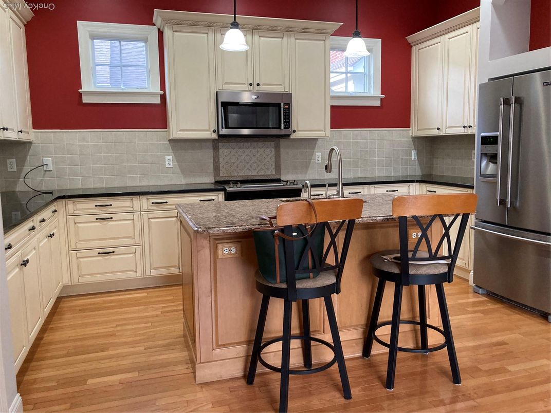 Interior, Kitchen, Pendant Lights, Stainless Steel Appliances, Wood Texture Flooring