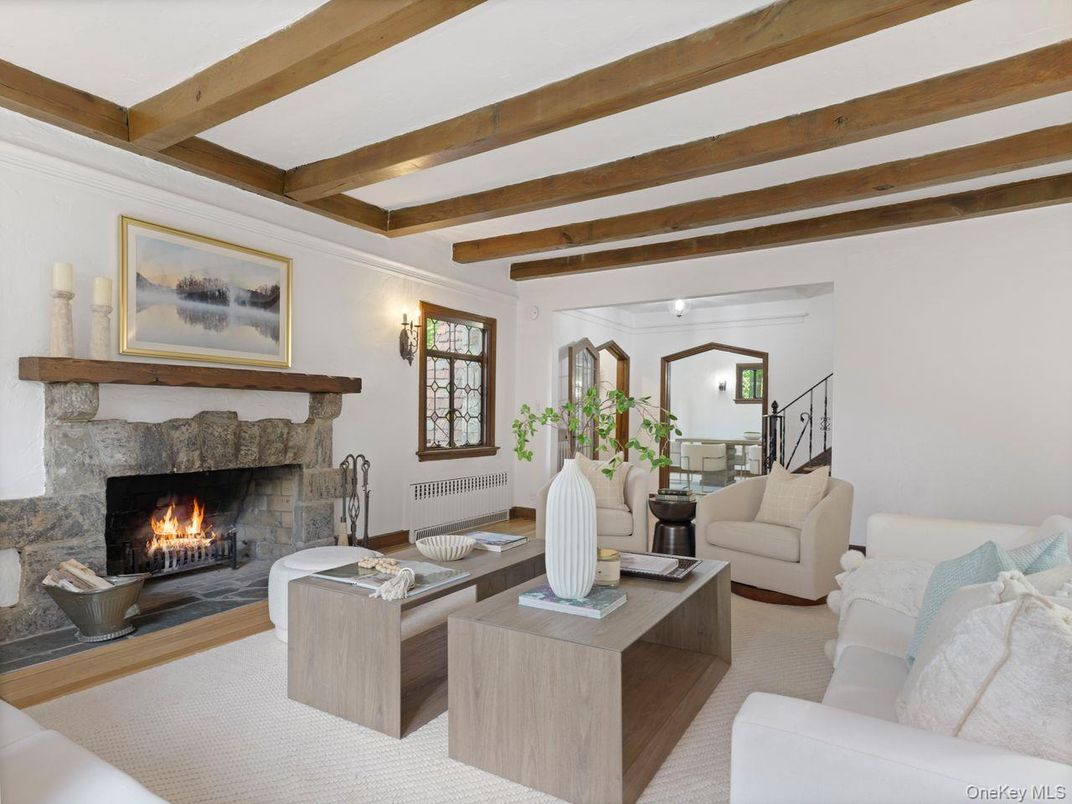Dining room, Fireplace, Interior, Living room, Wooden Beams