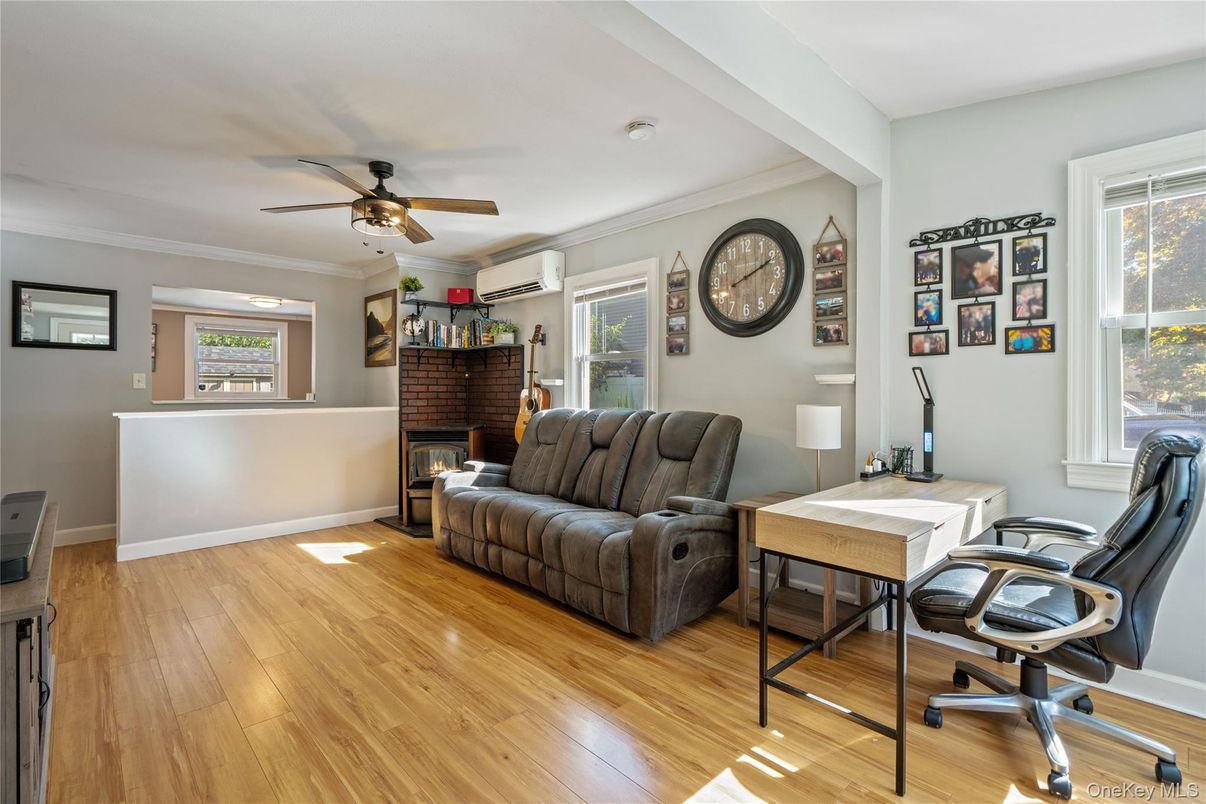 Fireplace, Home Office, Interior, Wood Texture Flooring