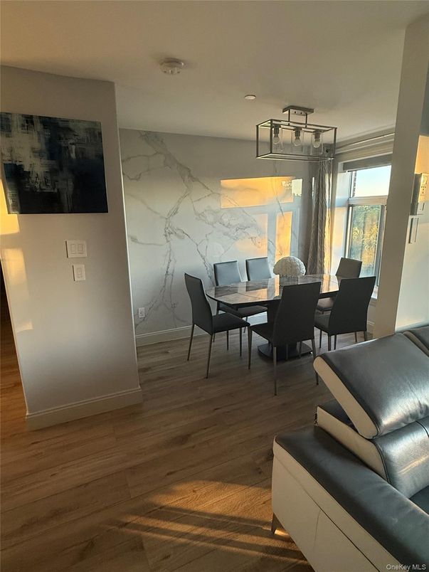 Dining room, Interior, Marble Walls, Wood Texture Flooring