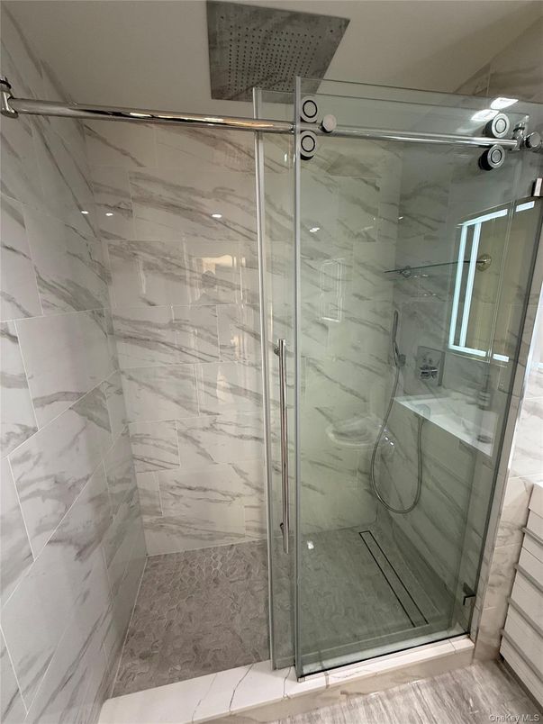 Bathroom, Glass Shower, Interior, Marble Walls