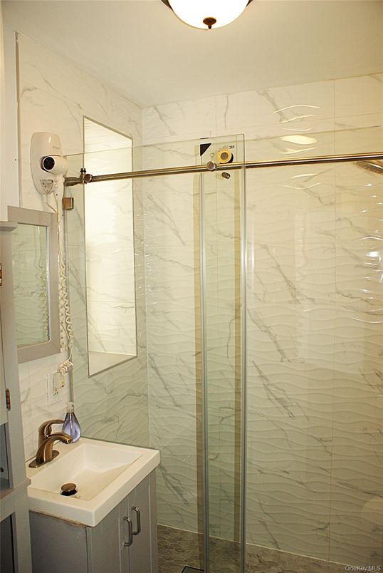Bathroom, Glass Shower, Interior, Marble Walls