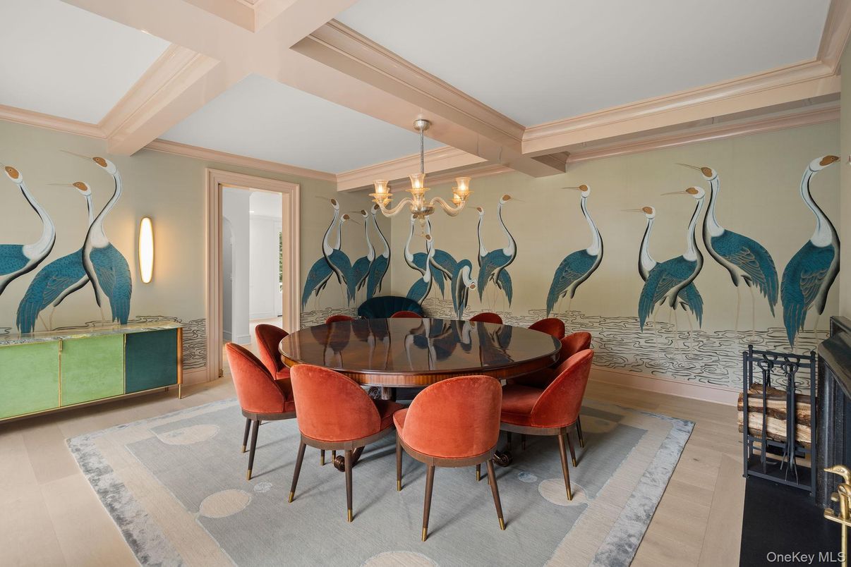 Chandelier, Dining room, Interior, Wood Texture Flooring