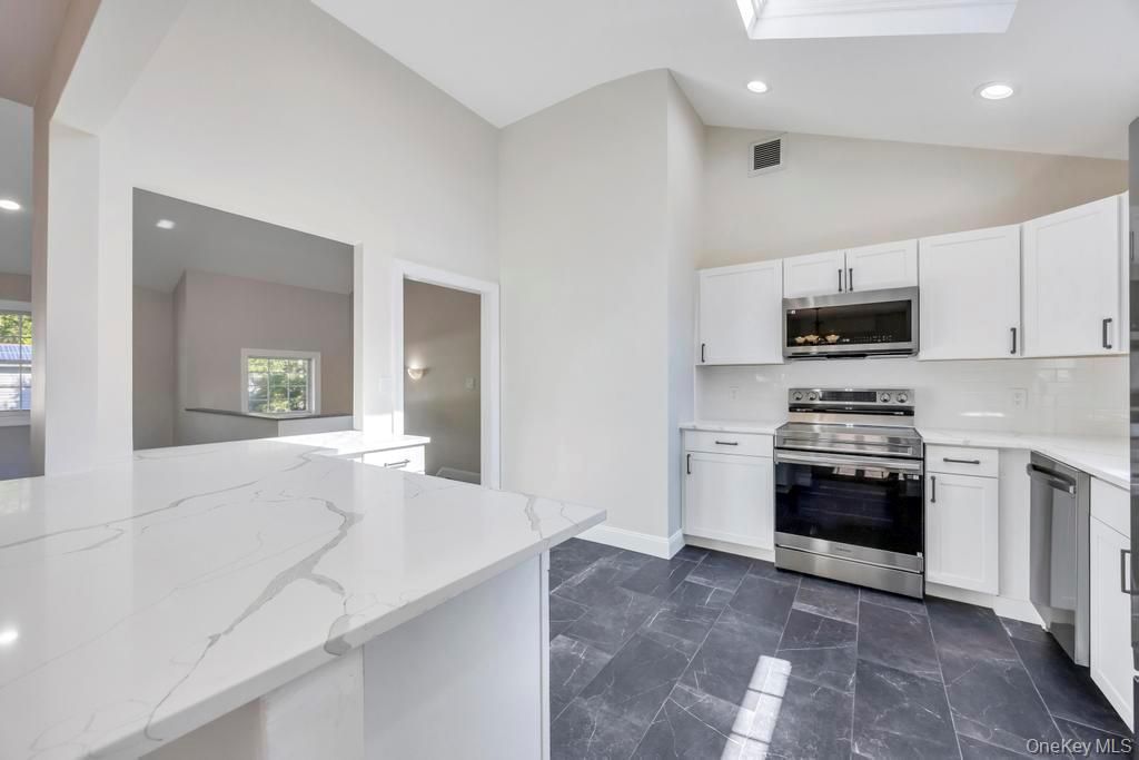 Interior, Kitchen, Marble, Recessed Lighting, Stainless Steel Appliances