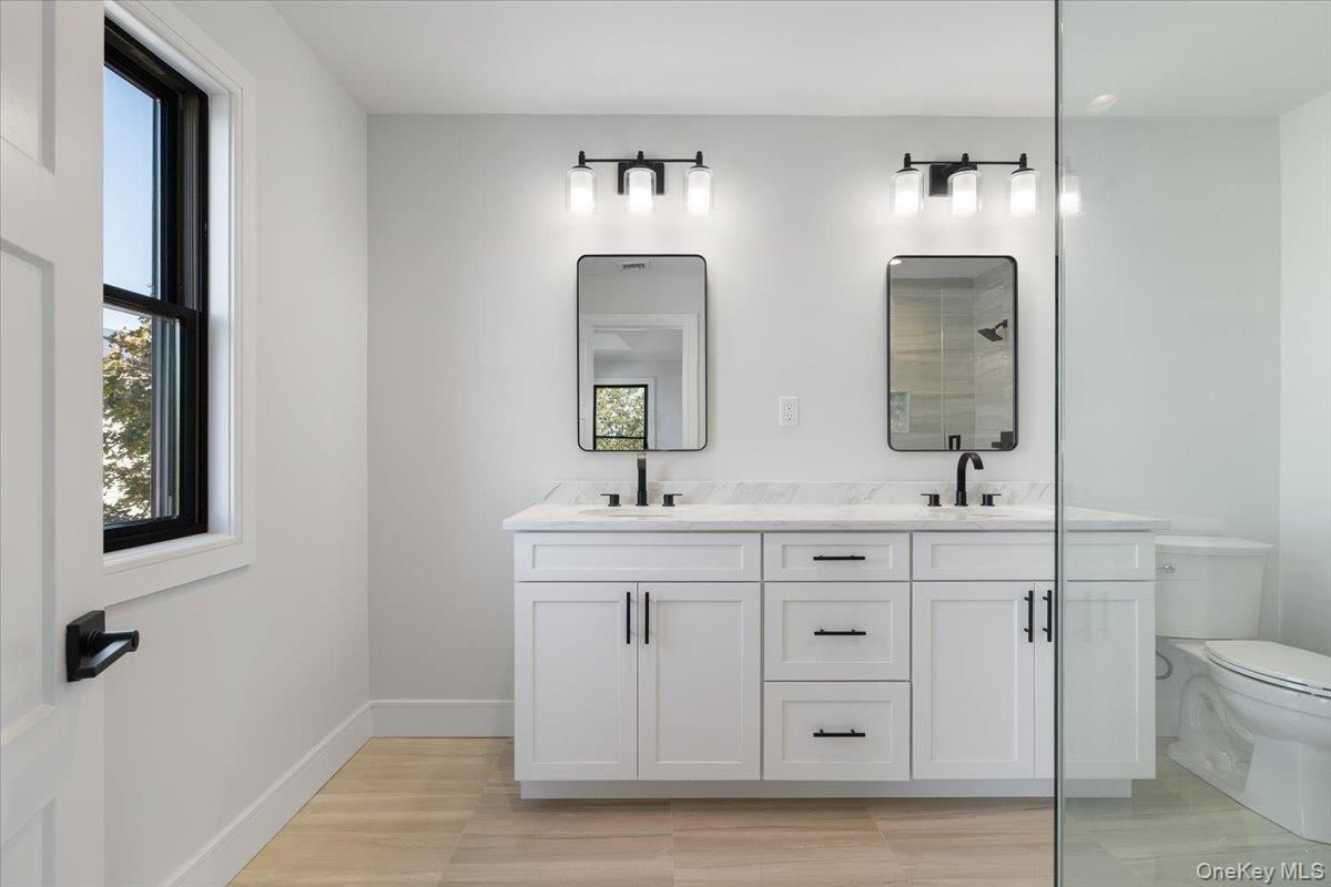 Bathroom, Dual Sink Vanities, Interior, Wood Texture Flooring