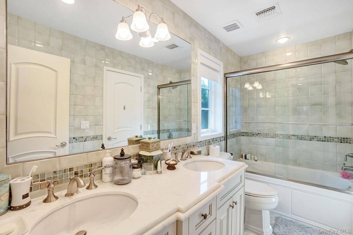 Bathroom, Dual Sink Vanities, Glass Shower, Interior, Recessed Lighting