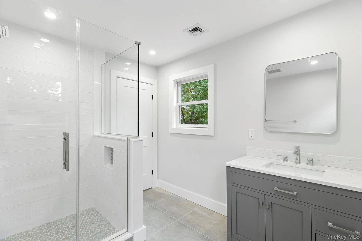 Bathroom, Glass Shower, Interior, Recessed Lighting